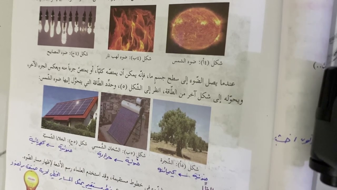 شرح و حل أسئلة درس خصائص الضوء وطبيعته علوم الصف التاسع الفصل الثاني