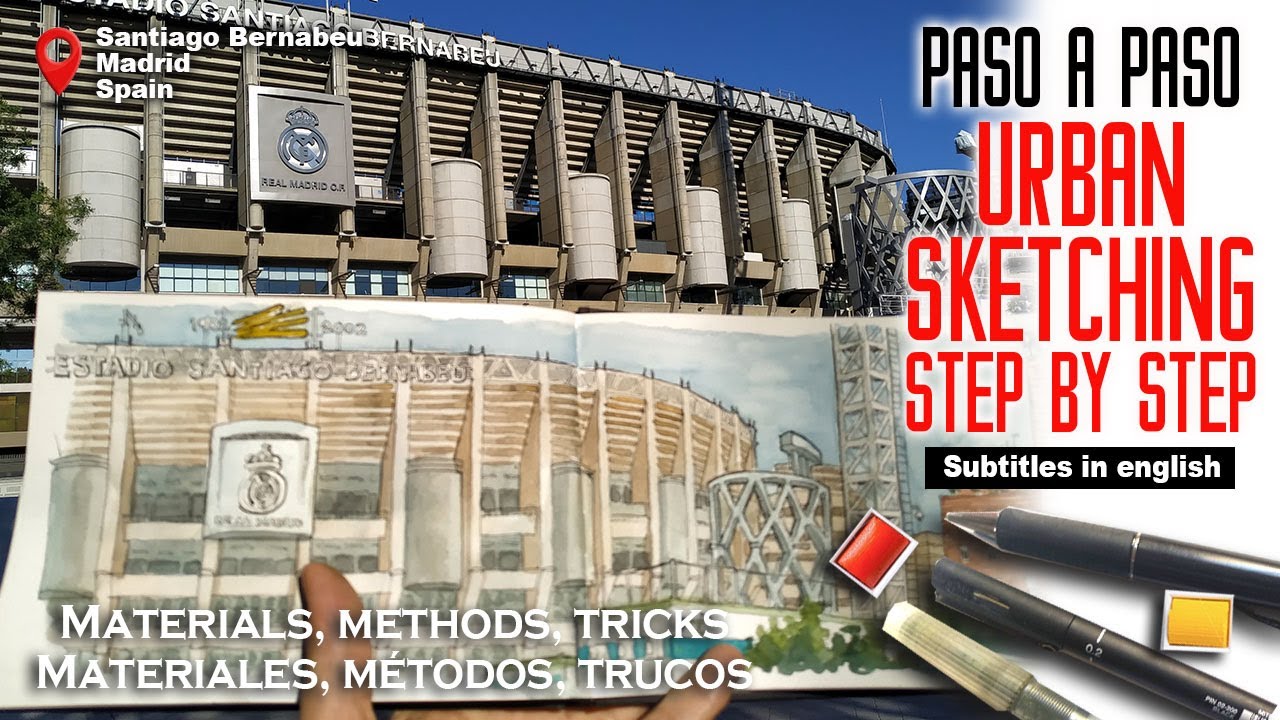 Urban sketching , quick demo for urbansketchers. Dibujo urbano paso a paso para usk. ¡Sal a dibujar!