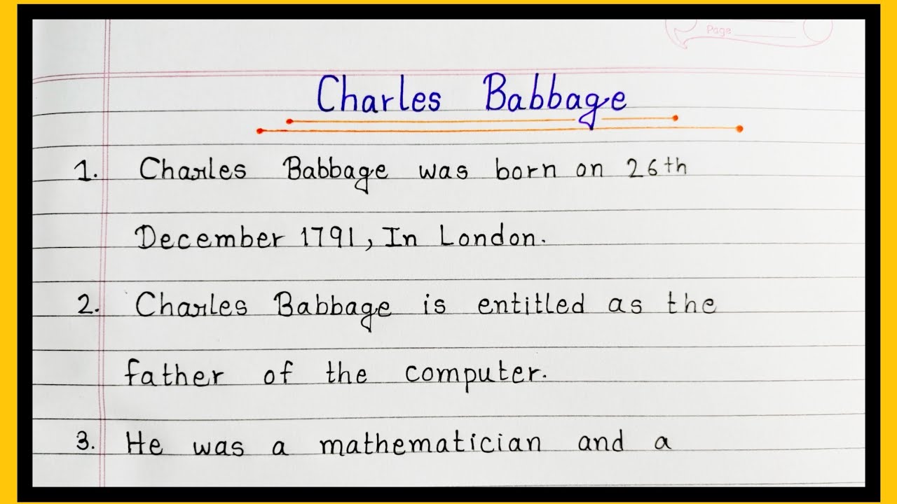 10 Lines Essay On Charles Babbage In English | Easy And Simple Sentences About Charles Babbage