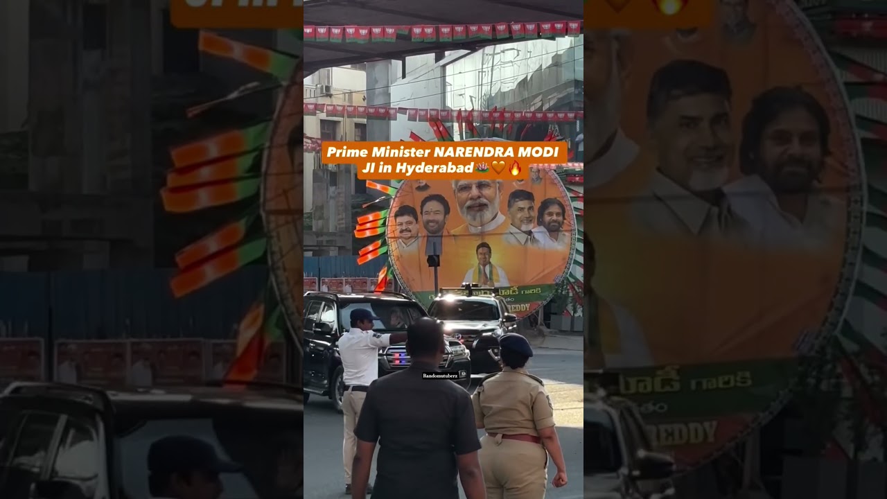 Grand entry of narendra modi in Hyderabad ❤️ #modi #narendramodi #pmmodi #ytshorts #fyp