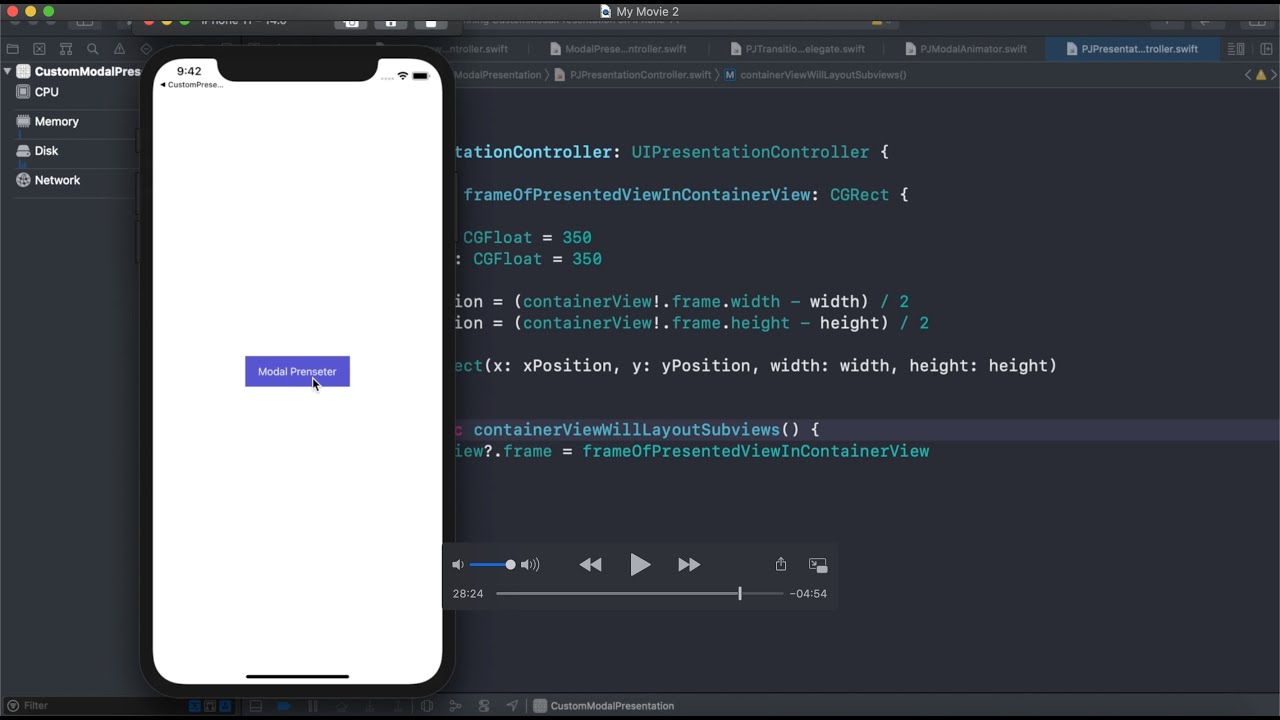 iOS - Swift - ViewController custom presentation animation alert #full_stack_throttler