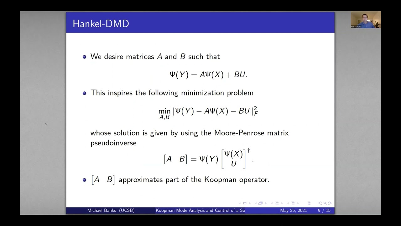 SIAM DS21: Michael Banks - Koopman Mode Analysis and Control of a Soft Robotic Arm