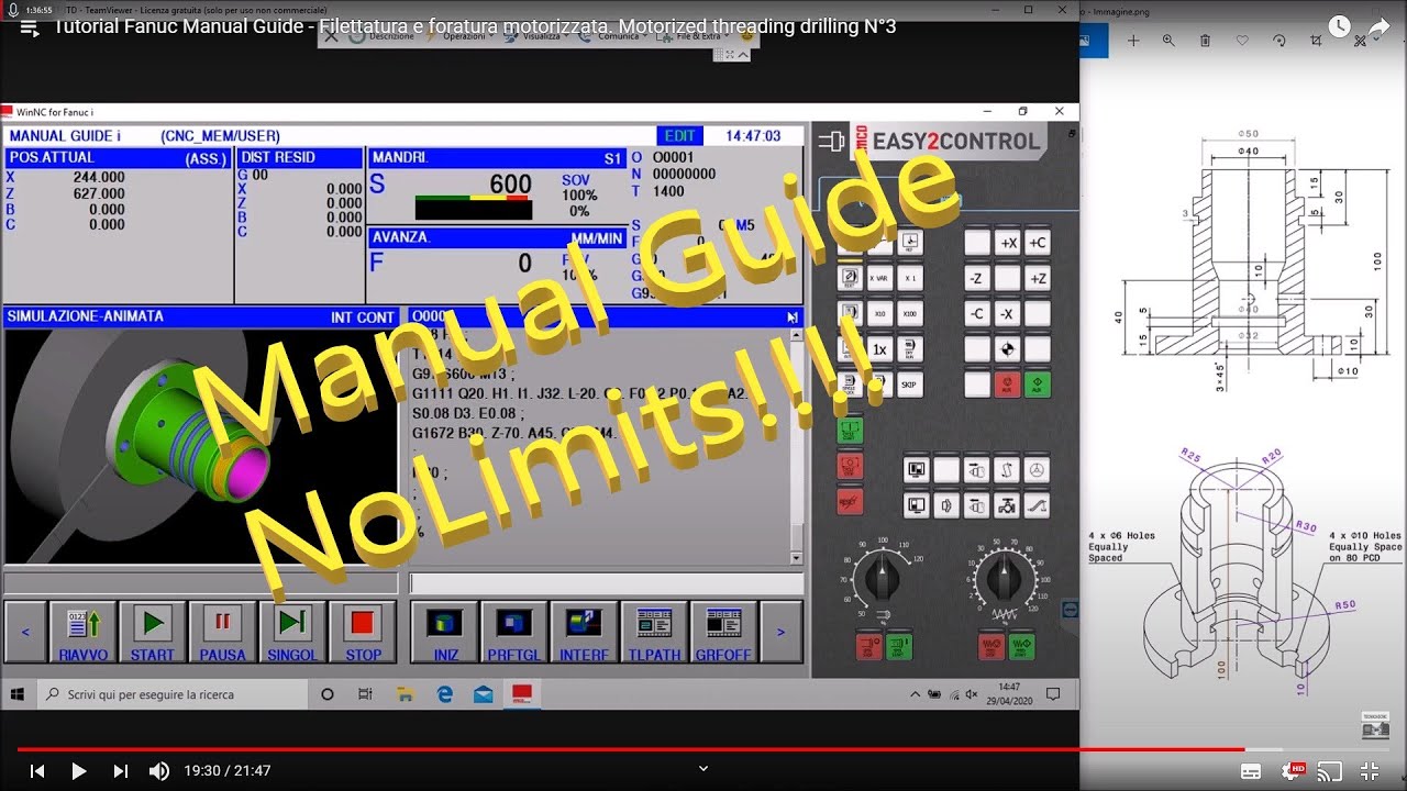 Tutorial completo Manual Guide Fanuc CNC ITA tornitura con asse C