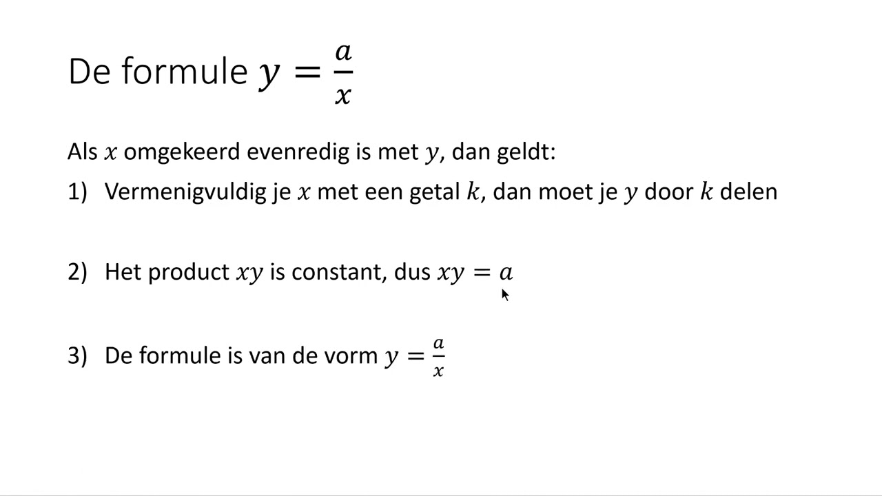 De formule y = a/x (3 VWO)