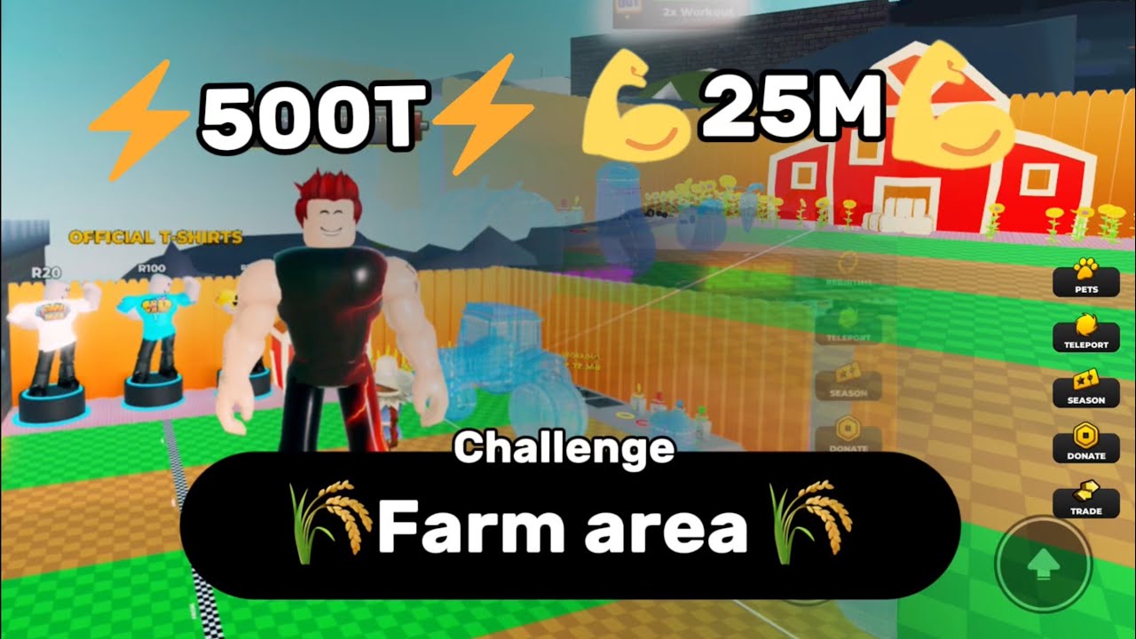[Испытание] 25 миллионов силы только на ферме - Симулятор силача Roblox