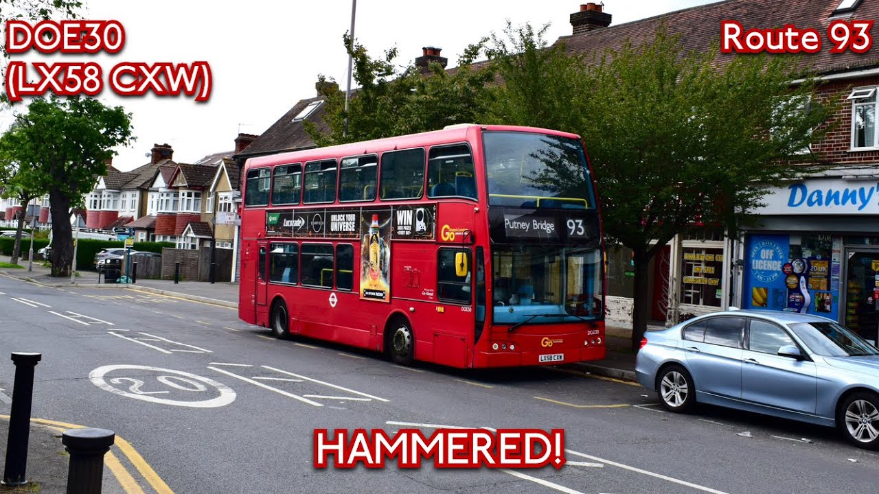 HAMMERED! | London General Dennis Trident / Optare Olympus | DOE30 (LX58CXW) | Route 93