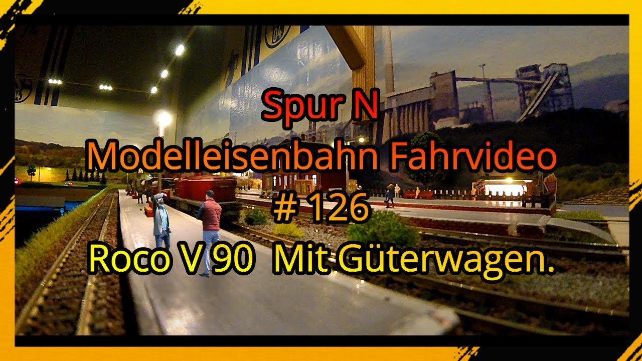 Spur N 1:160 Modelleisenbahn Fahrvideo # 126 Roco V 90 Analog mit Güterwagen.
