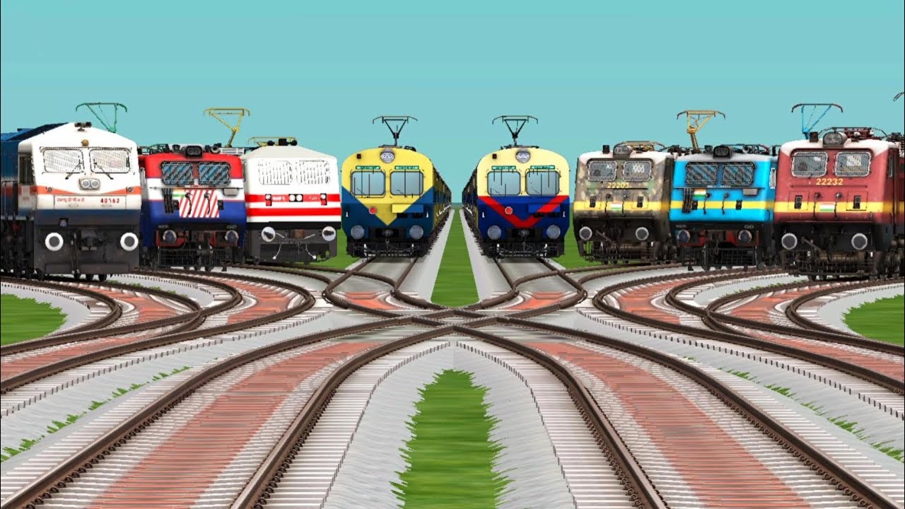 🎊 8 Indian Trains Running At Bumpy Forked Tracks || Indian Railways || Train Simulator Classic Game