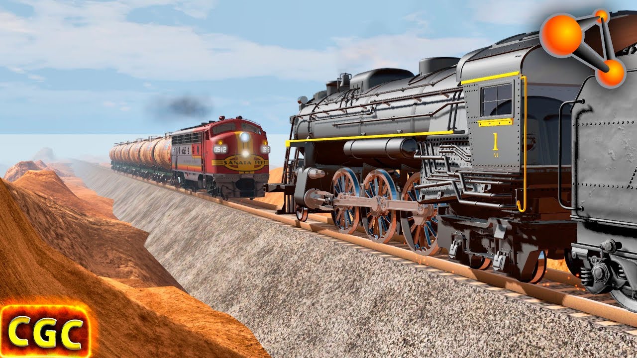 Steam Engine Face to Face crash with another Train BeamNG Drive