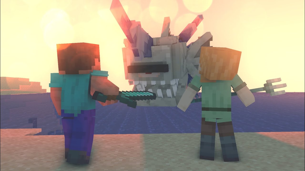 Mutant Elder Guardian VS Alex & Steve [Minecraft Animation]