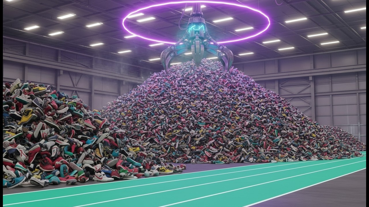 Inside the Giant Shoe Recycling Facility 👟 | Transforming Old Sneakers into Running Tracks,