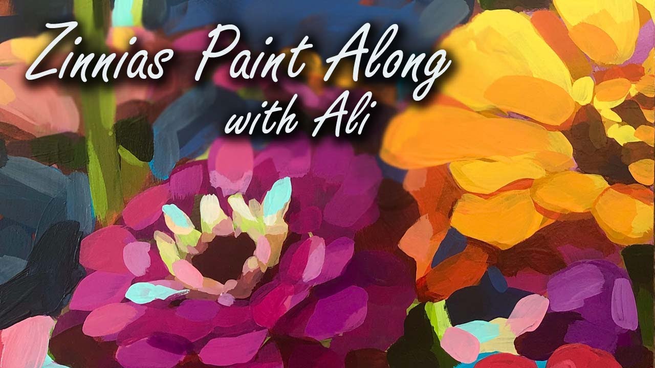 Zinnias Paint Along