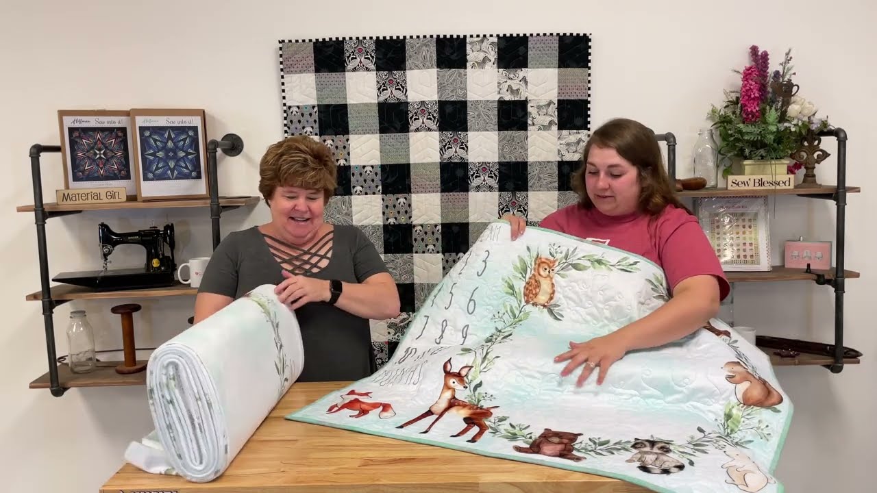Minky Baby Milestone Forest Animal Panel Quilt