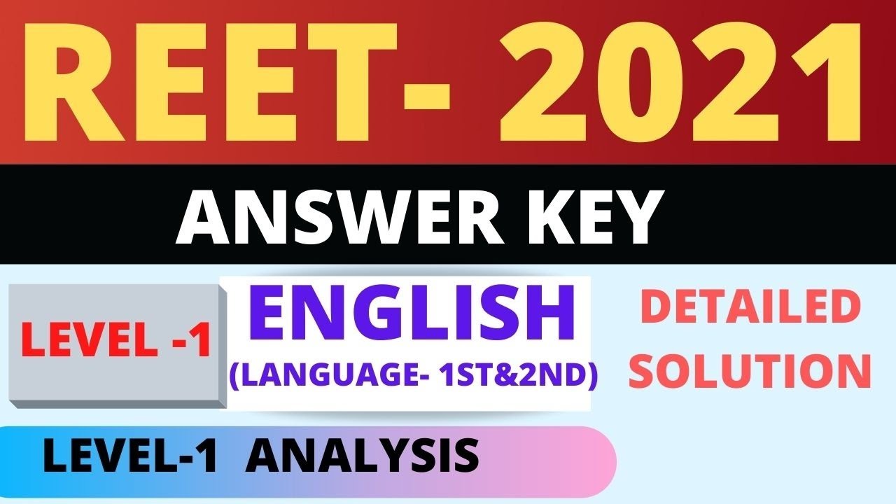 Reet Level 1 Answer key 2021|English Language1&2 Level 1Answer key 2021|Reet English Answer key 2021