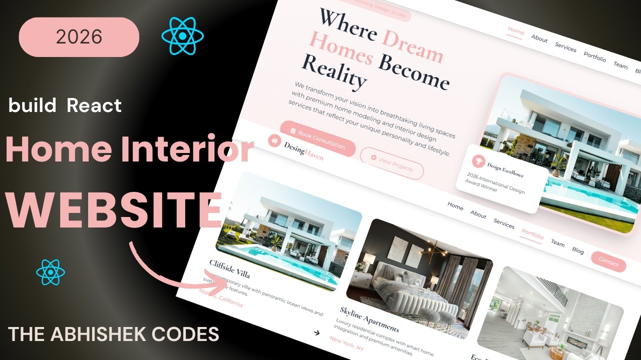 How to Build a Home Interior Design Website Using React & Tailwind CSS | Complete Tutorial in Hindi