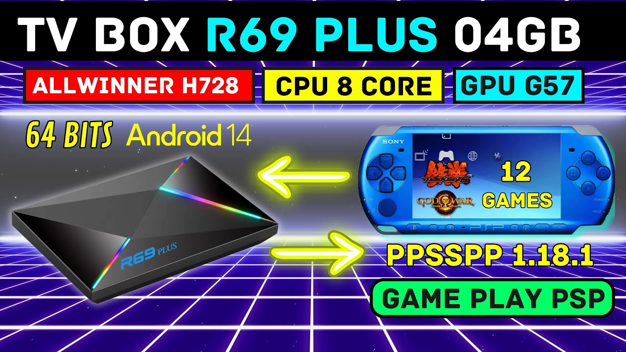 TV Box R69 Plus com Allwinner H728 Octa-core: Testando o Desempenho com Jogos de PSP! PPSSPP 1.18.1!
