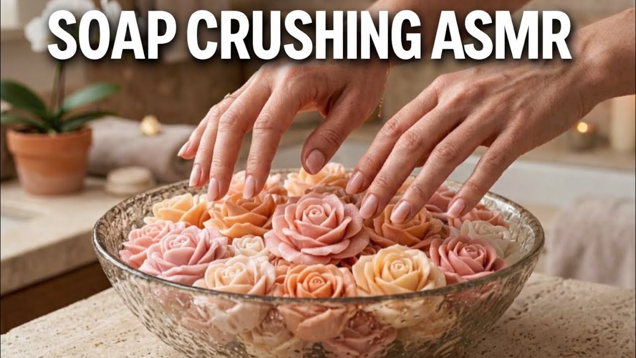 Beautiful Floral Soap Crushing ASMR 🌸 Relaxing Spa Bathroom Video