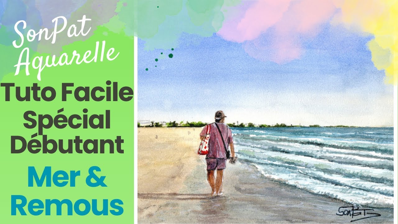 Apprendre à Peindre les Remous de l'Eau : Tutoriel Aquarelle Pour Débutant - Plage ensoleillée
