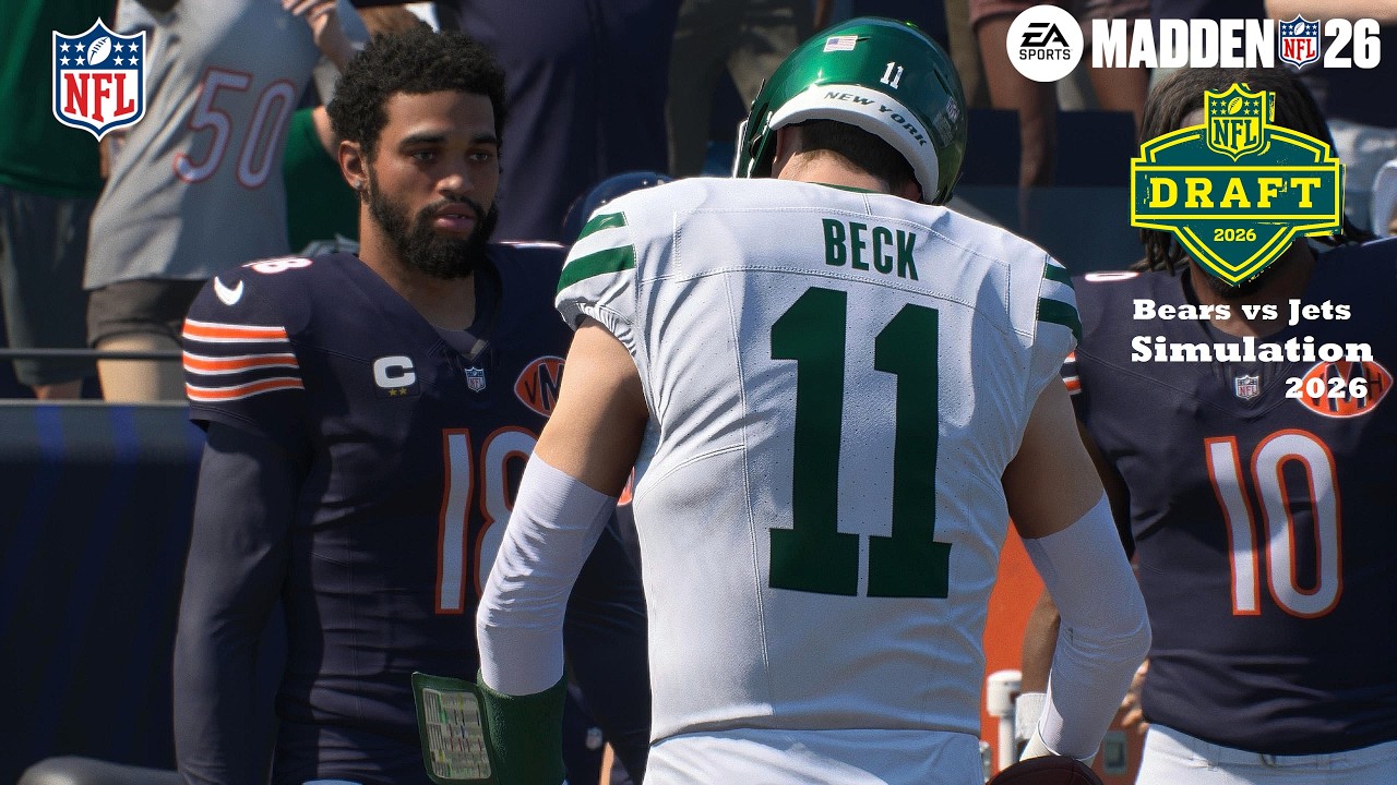 Madden 26 Caleb Williams Chicago Bears vs Carson Beck Jets Sim NFL DRAFT EARLY 2026 Game Play