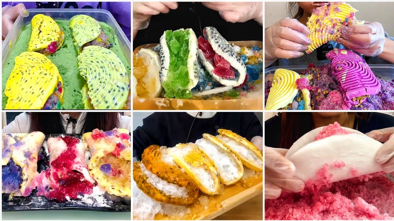 TRENDY ICE || TACOS SHAPED ICE EATING part-1 || Only Bites 🌮