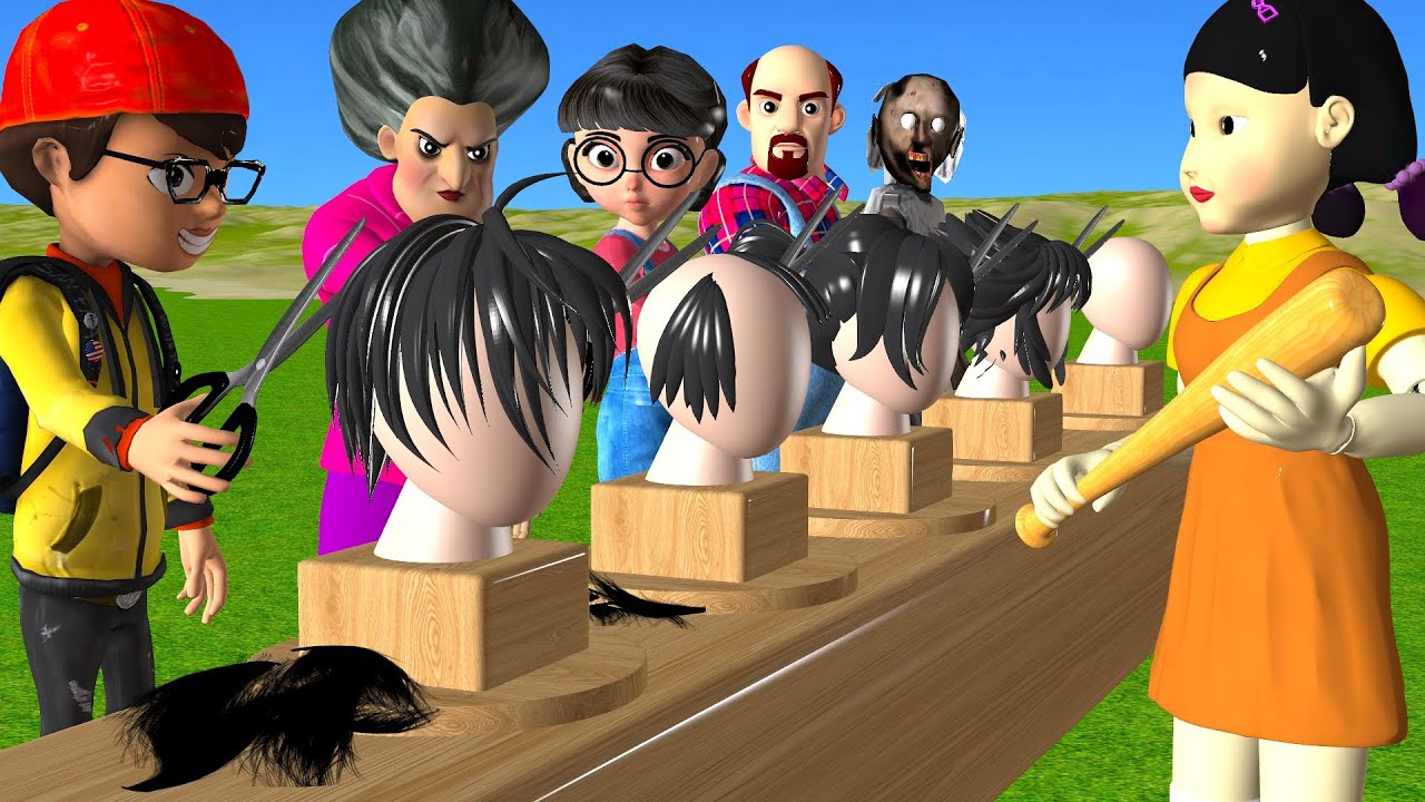 Игра «Кальмар против страшной учительницы 3D»: попытка подстричь Мисс Т. 5 раз. Вызов Мисс Т. про...