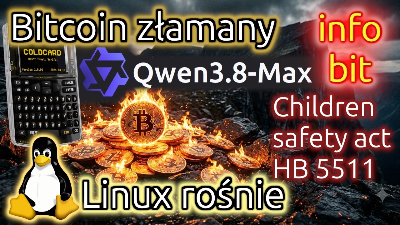 BTC ColdCard złamany, AI Qwen3.8-Max, Children safety act HB 5511, 