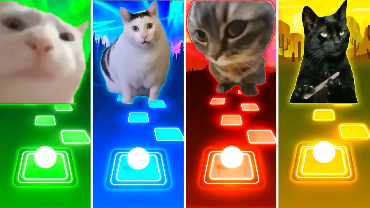 Vibing Cat vs Huh Cat vs Chipi Chipi Chapa Chapa Cat vs Black Cat - Tiles Hop EDM Rush