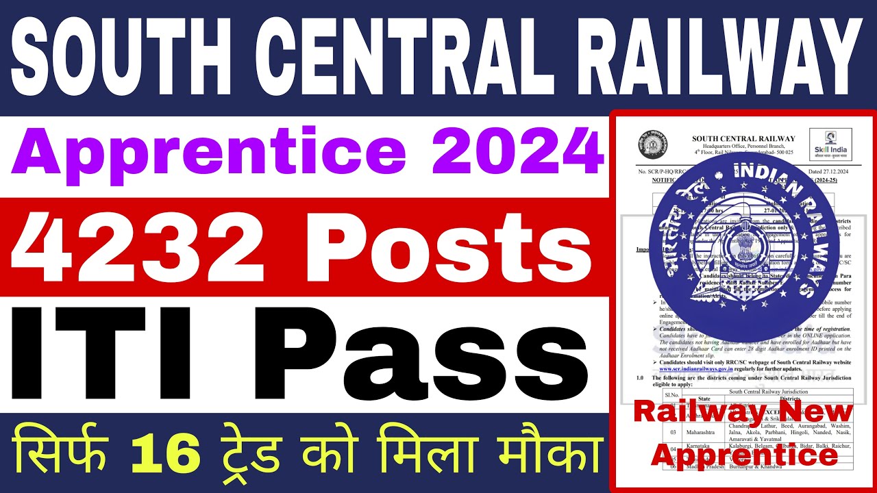 Railway New Apprentice 2024 | SCR Apprentice 2024 | ITI Pass Latest Railway Apprentice 2024_25