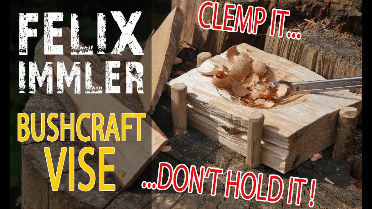 How to improvise a vise on a stump! Clemp it, don't hold it! Bushcraft vise.