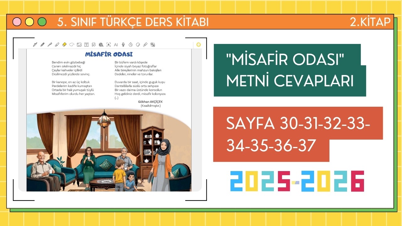5.Sınıf T&uuml;rk&ccedil;e Kitabı Cevapları 2.Kitap Sayfa 30-31-32-33-34-35-36-37 | Misafir Odası Metni