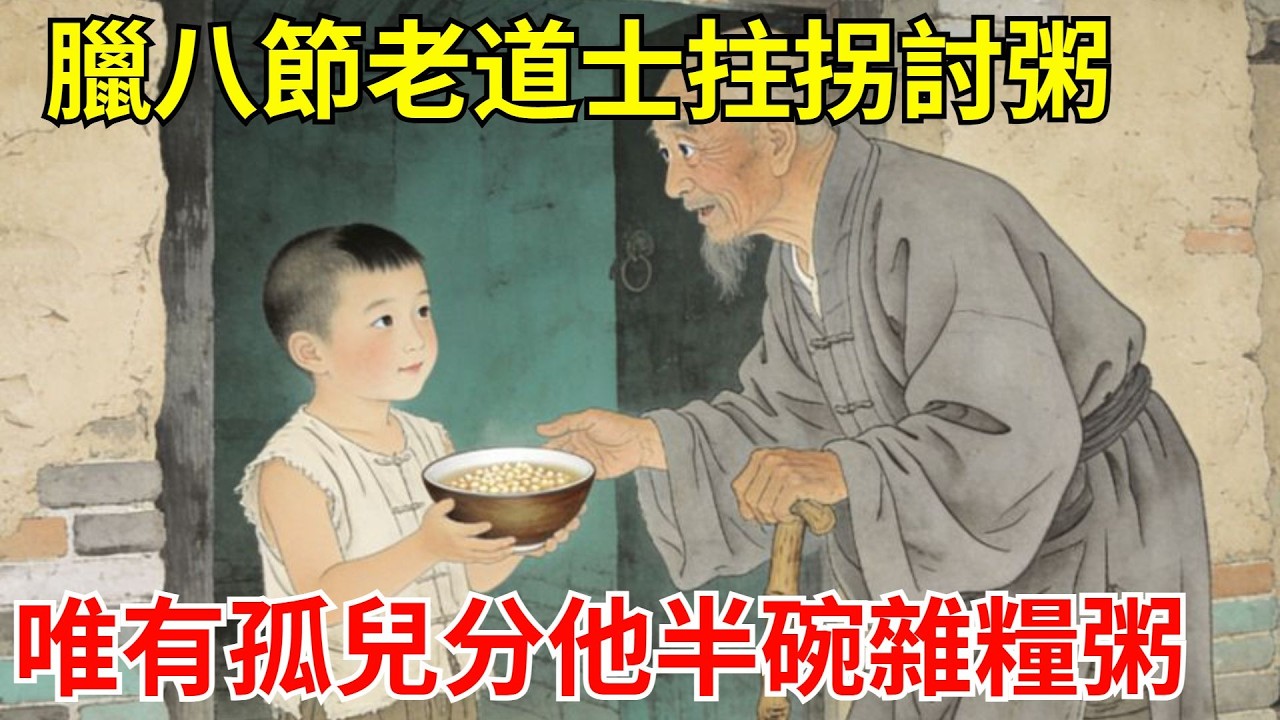 臘八節，瘸腿道士拄拐討粥，村民紛紛驅趕，唯有孤兒分他半碗雜糧粥。道士臨走指他竈臺：今晚三更，莫滅竈火！#故事頻道#聽書#民間故事#說書#善有善報#爽文