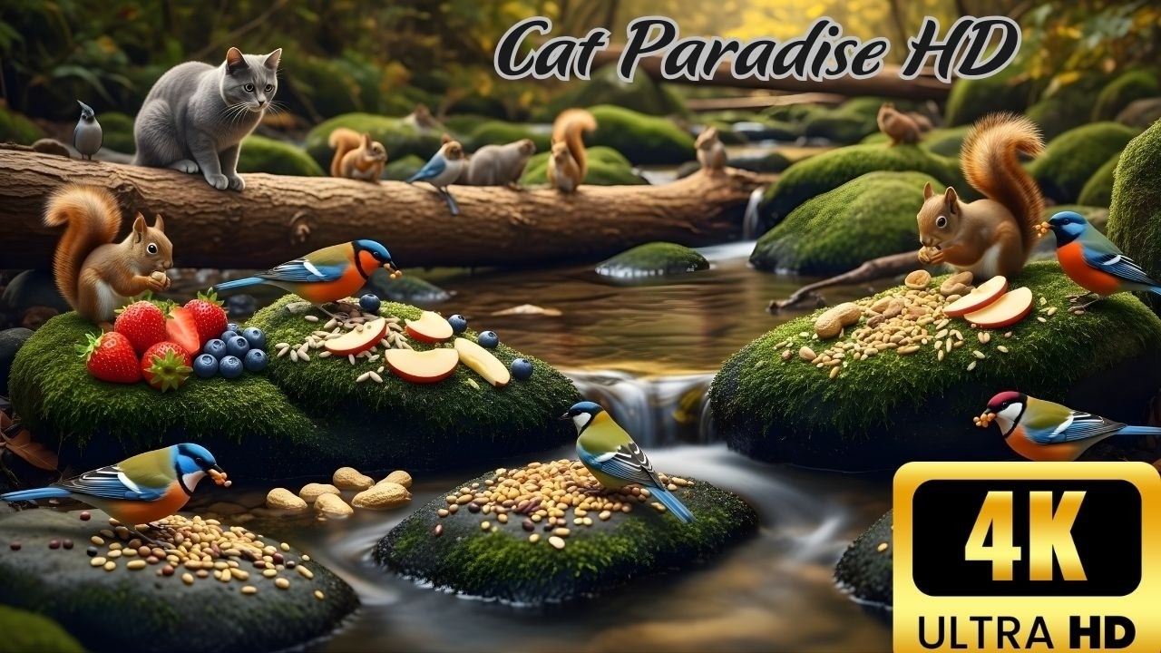Cat TV NO ADS 🐿️ Birds Inspect the Updated Food Stool 🐦 10H Calming Wildlife Video 4K HDR