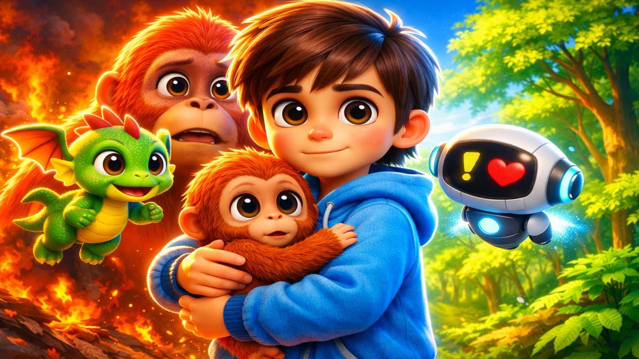Kai And Zippy Rescuing Orangutan From A Burning Forest 🌳 Kids 3D Cartoon