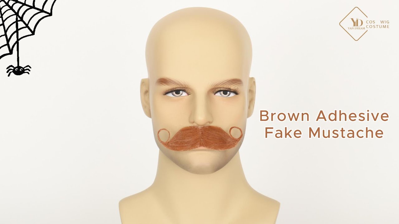 Yan Dream Short Brown Self Adhesive Fake Mustache Costume Facial Hair Halloween Stick On Fake Beard