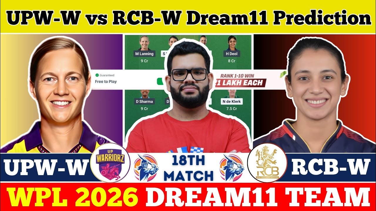 UP-W vs RCB-W Dream11 Prediction |UPW-W vs RCB-W Today Match Prediction |UP W vs RCB W Dream11 Team|
