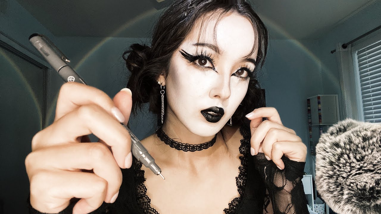 ASMR | Goth Girl Gives You a Tattoo at a Sleepover (she wants you) + layered sounds, face touching
