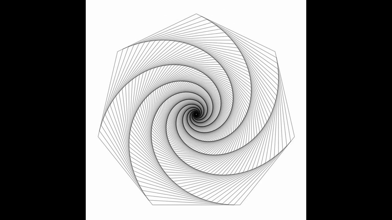 Recursive Mathematics Art: The Twisted Heptagon #algorithmicart #mathart #trigonometry #spiralart