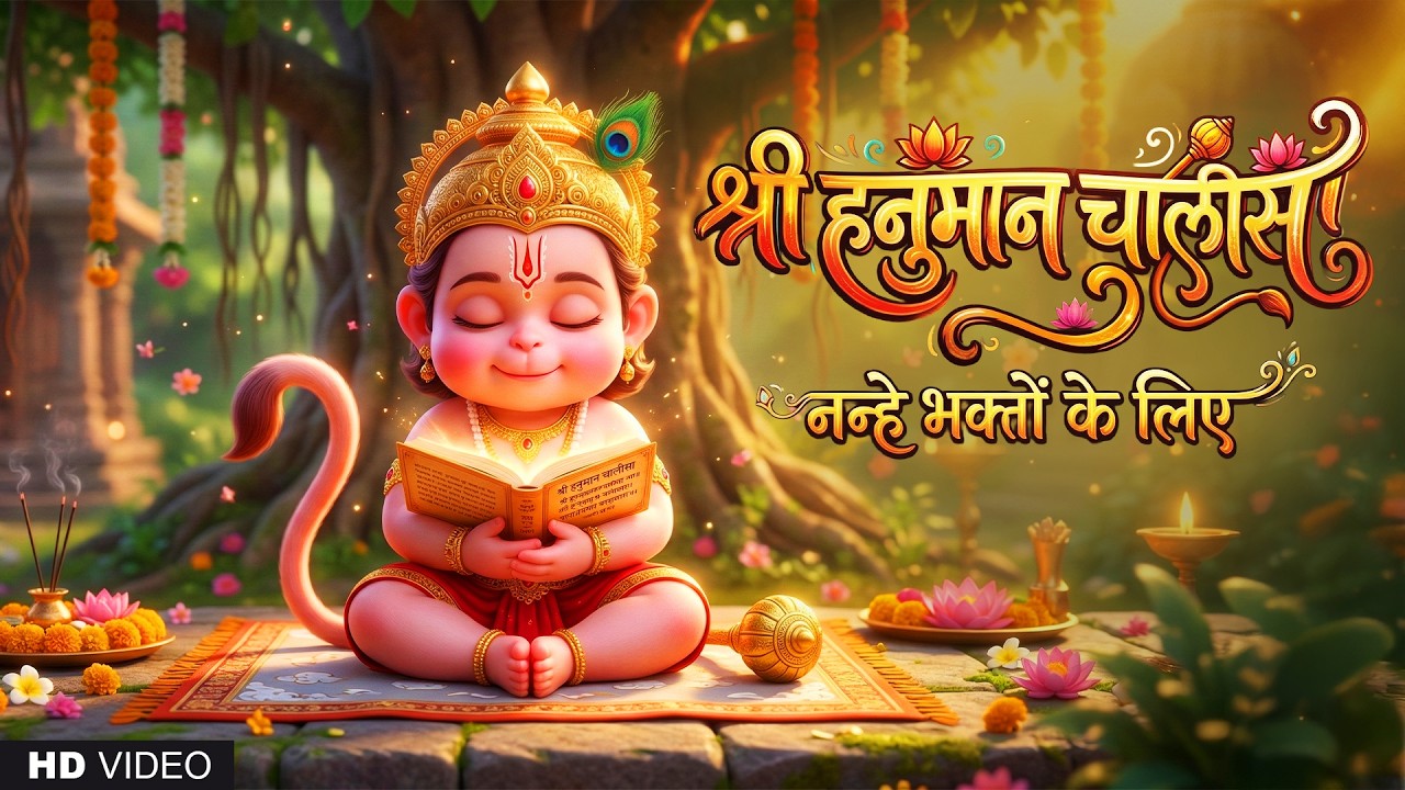 Hanuman Chalisa बच्चों के लिए 🧡 | Cute बाल हनुमान | Kids Hanuman Chalisa Song