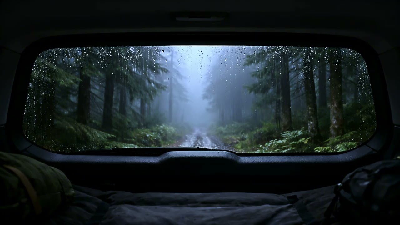 Camping In The Car Under Heavy Rain And Thunderstorms ⛈️⛈️ Quick Sleep And Relaxation