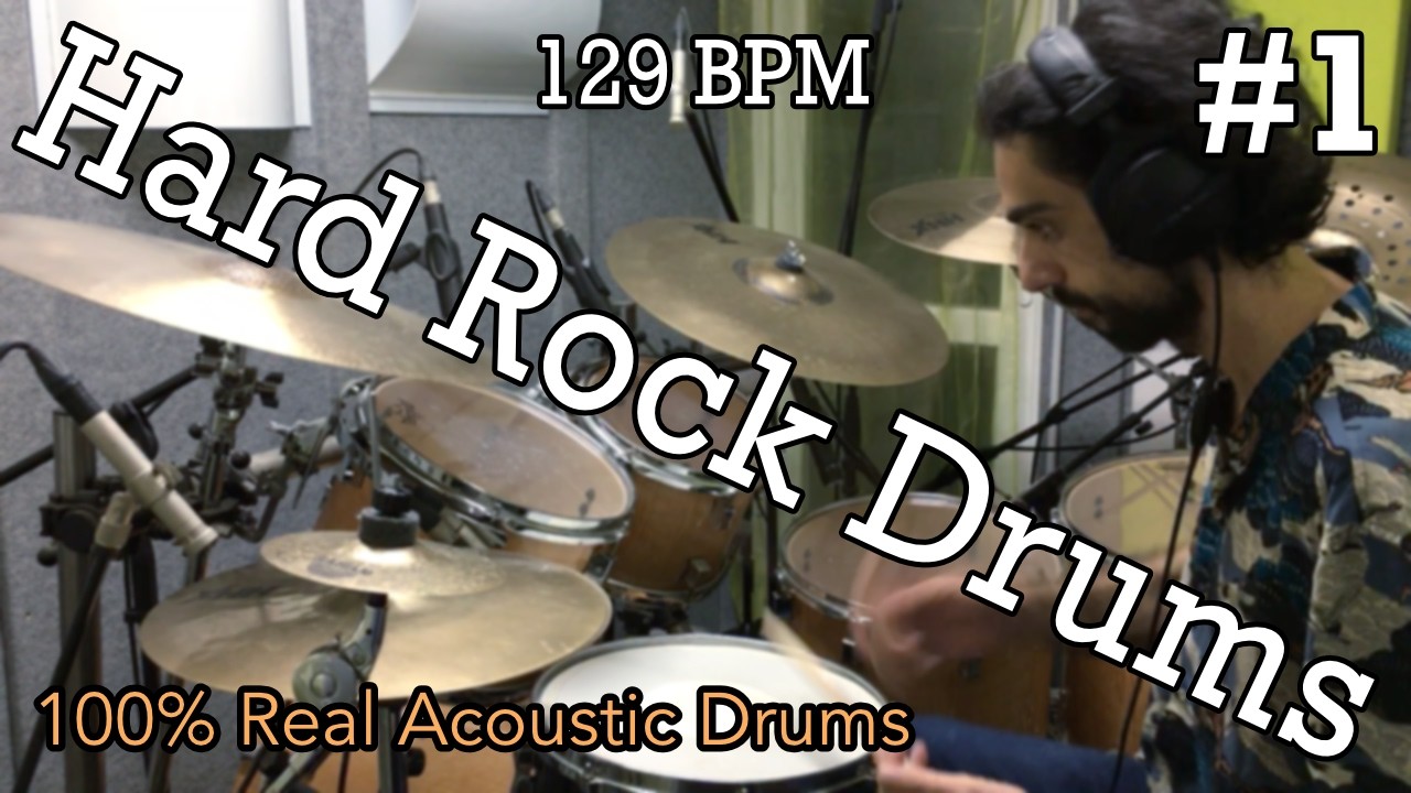 Hard Rock Drum Loop (129 bpm) #1 | 100% Real Acoustic Drums | Download Now!!!