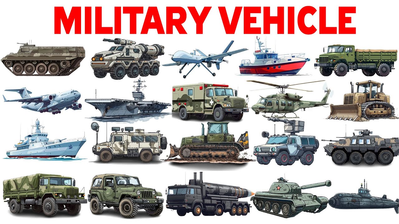 Более 50 названий военной техники со звуковым сопровождением | Изучаем танки, армейские грузовики...