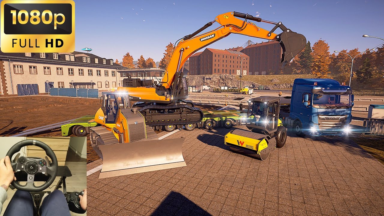 Construction Simulator Train Station Job 1. ep. DAF Doosan Case Logitech Steering Wheel G920 #xbox