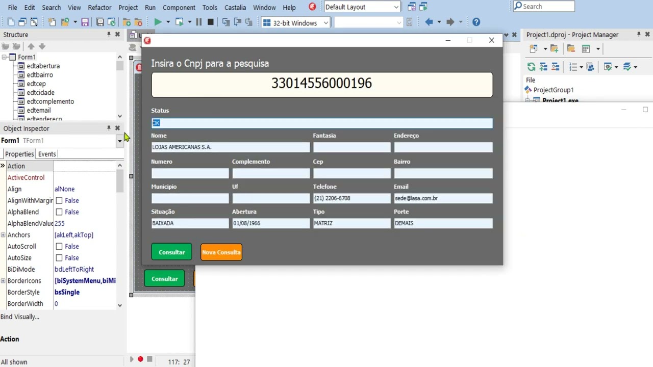 C&oacute;digo Fonte - Consulta de Cnpj com Api em Delphi