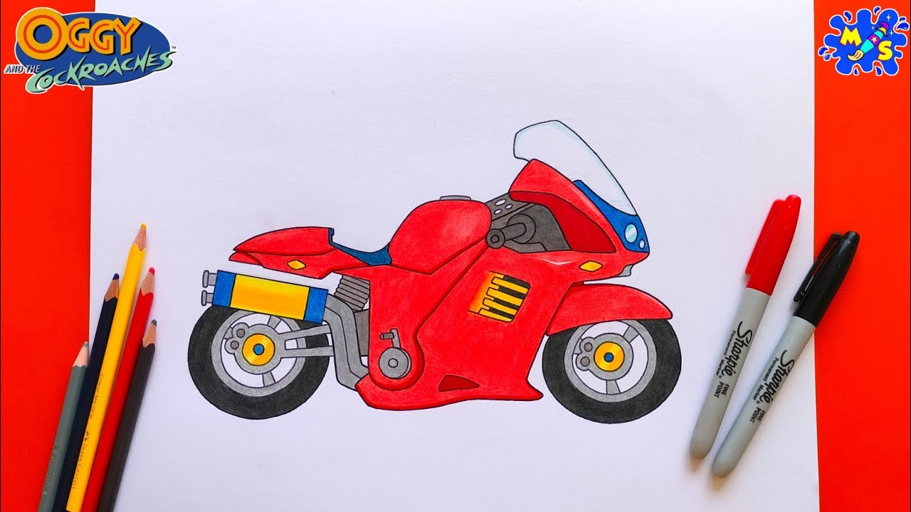How to Draw 2000cc David Putra Bike from Oggy and the Cockroaches
