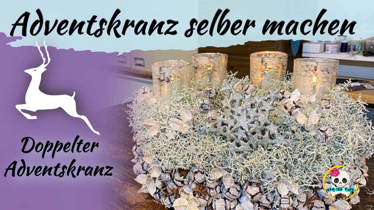 Adventskranz 2023 | doppelter Adventskranz selber machen / Stacheldrahtpflanzen Kranz - Adventsdeko