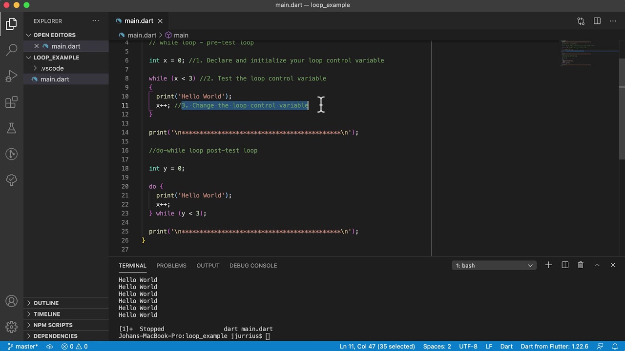 Dart Flow Control - Loops