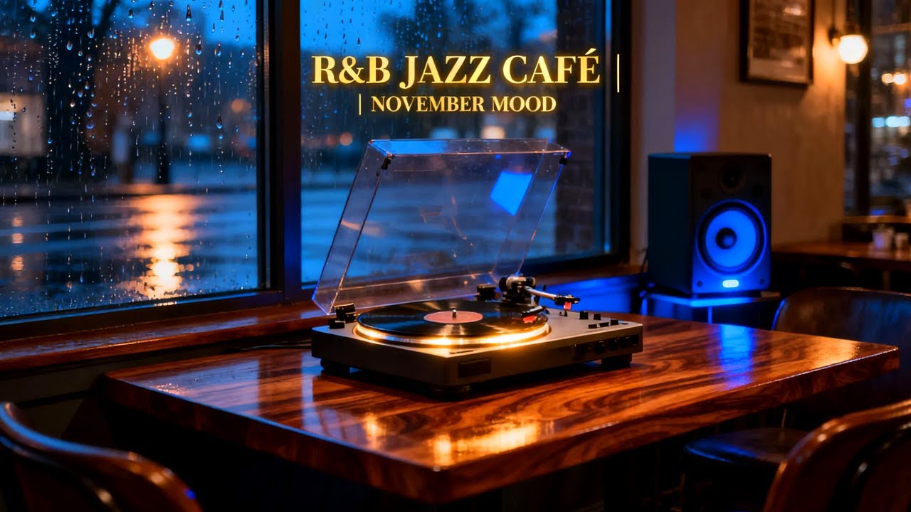 Warm Golden RnB Jazz for November Calm | Smooth Rainy Café Ambience Focus