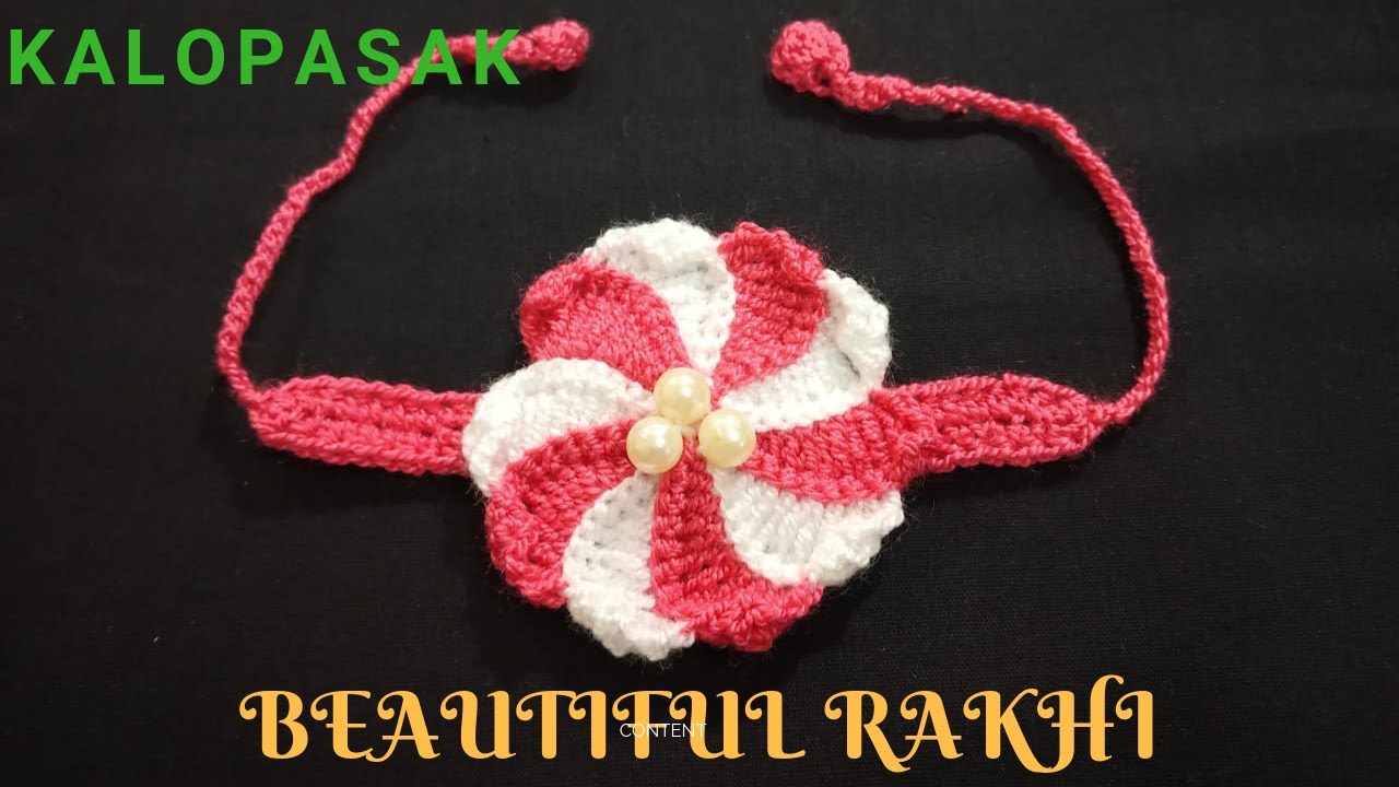 Handmade Crochet Rakhi 3, Crochet Friendship Band, Crochet Bracelet, Crochet Flower / राखी 3