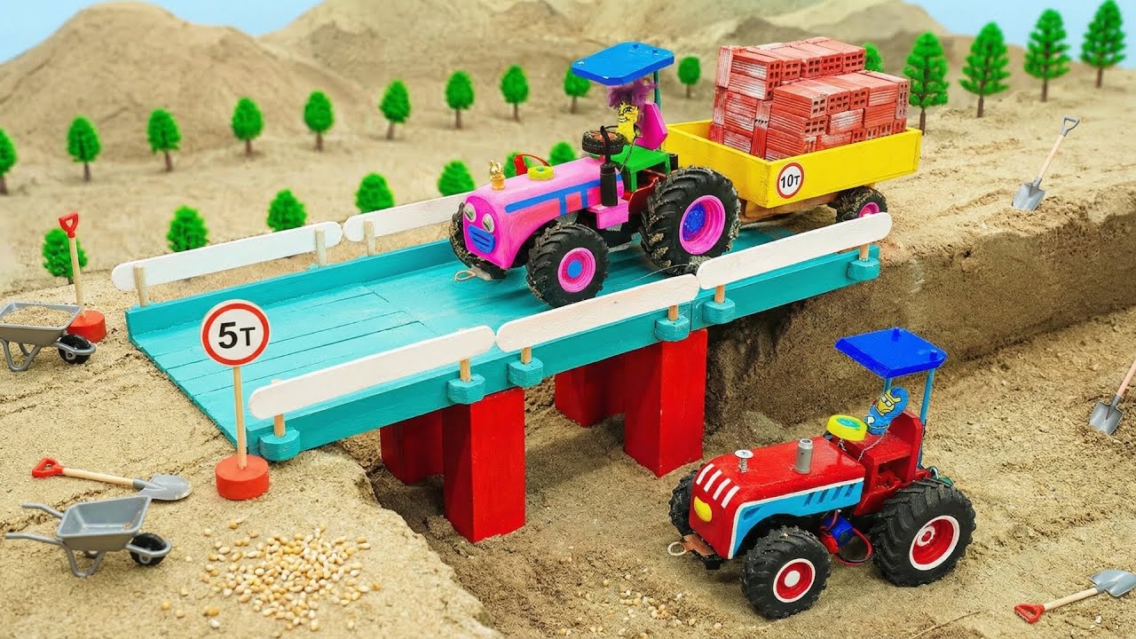 DIY Mini Tractor | Building a Cement and Metal Bridge Spanning a Deadly Sinkhole