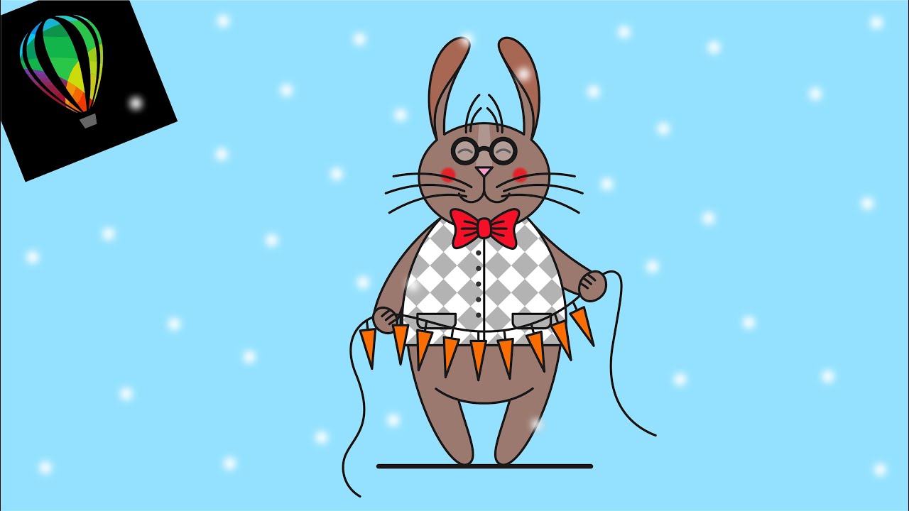Год кролика рисунок. Векторная графика. Corel Draw
